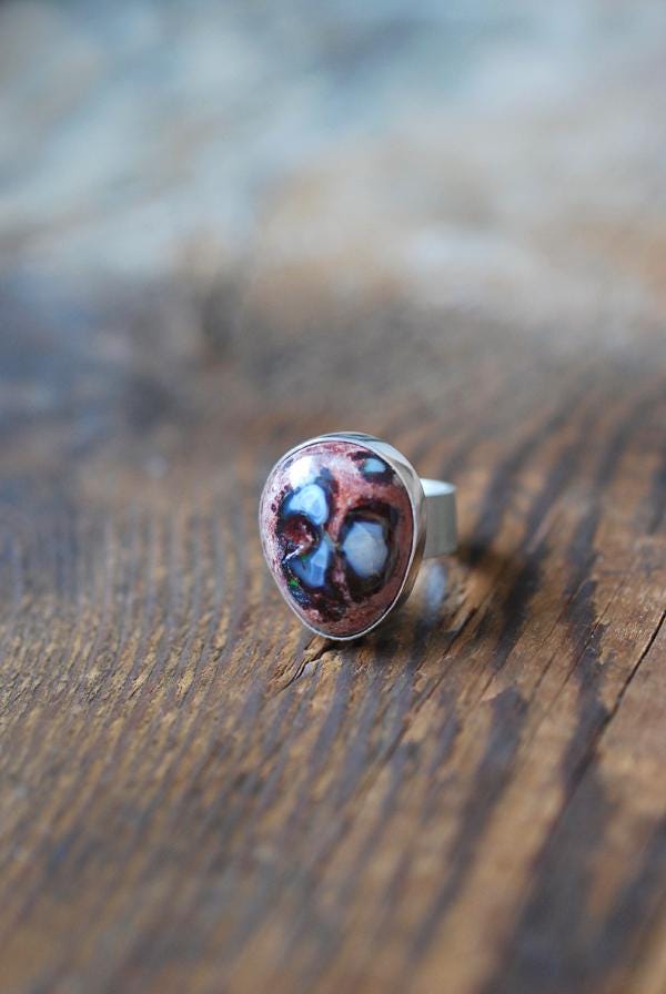 Dollybird Raw Rainbow Fire Opal Ring