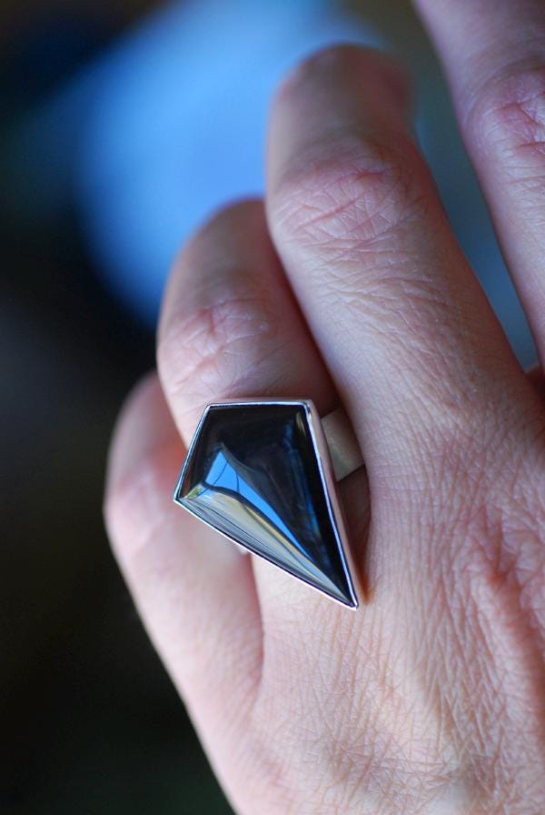 Dollybird Dark Sparkle Fire Obsidian Ring