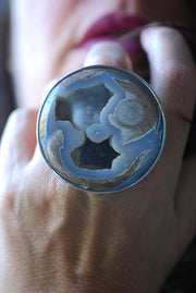 Snowball Ring Rare Pastel Blue Drusy Chalcedony