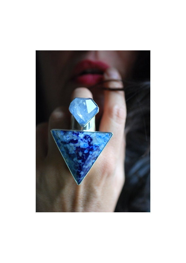 Azur Ring Dumortierite Prism And Collector's Lapis