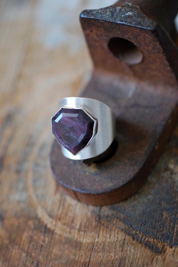 Raw Ruby Sapphire Signet Ring