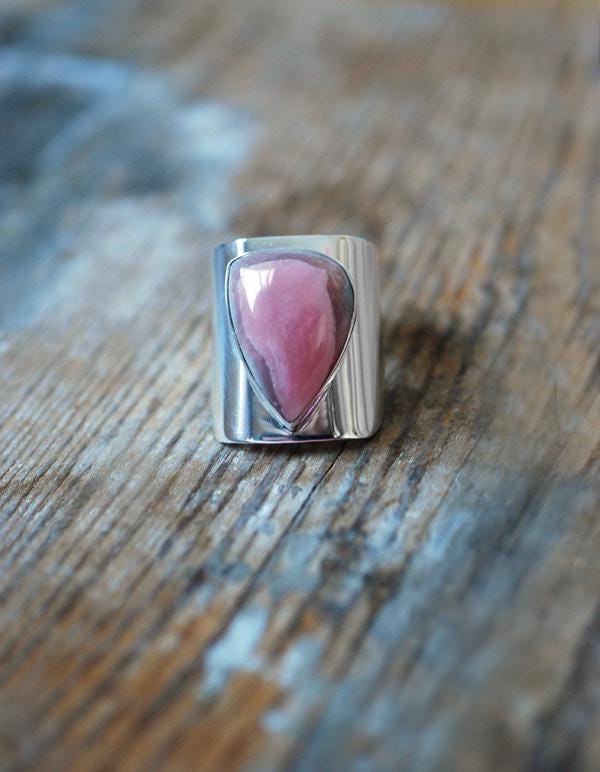 Dollybird Pink Cloud Ring Rare Rhodochrosite