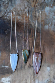 Gemmy Blue Chalcedony Arrowhead Statement Necklace