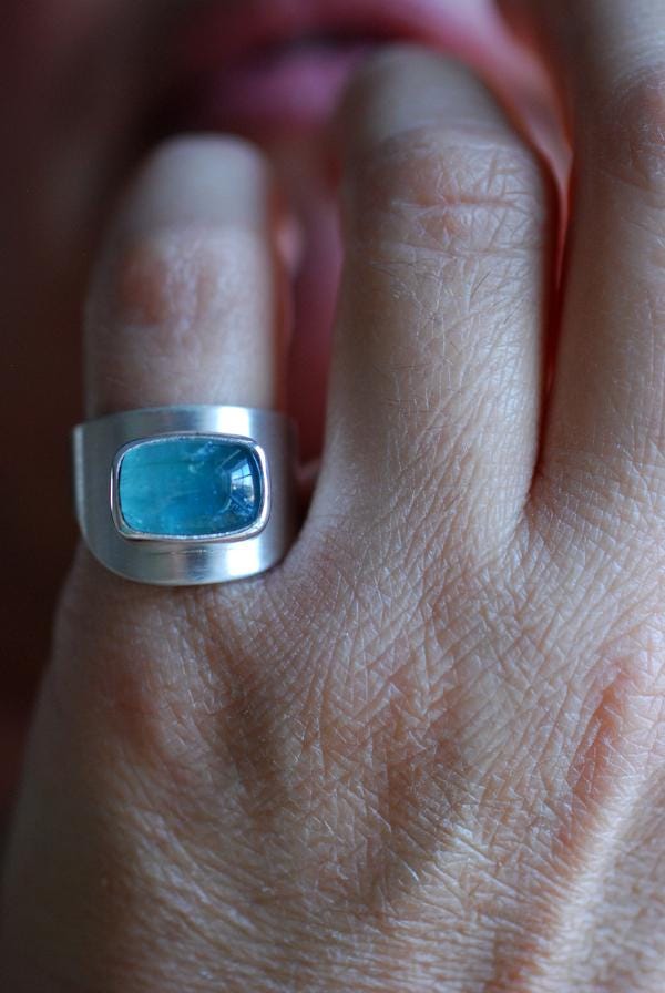 Blue Tourmaline Sculpted Ring