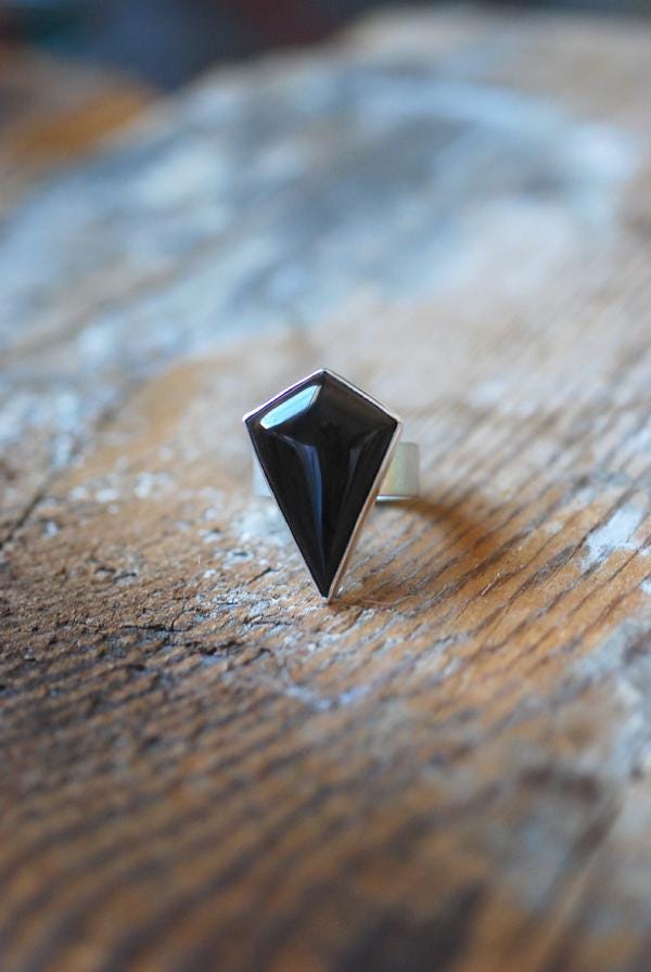 Dollybird Dark Sparkle Fire Obsidian Ring