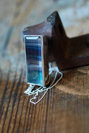 Midnight Sky Pendant Rare Banded Purple And Teal Faceted Fluorite All Natural