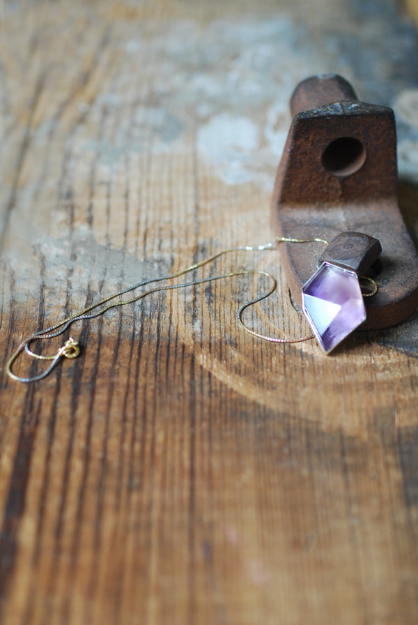 Amethyst Prism Necklace Deep Purple