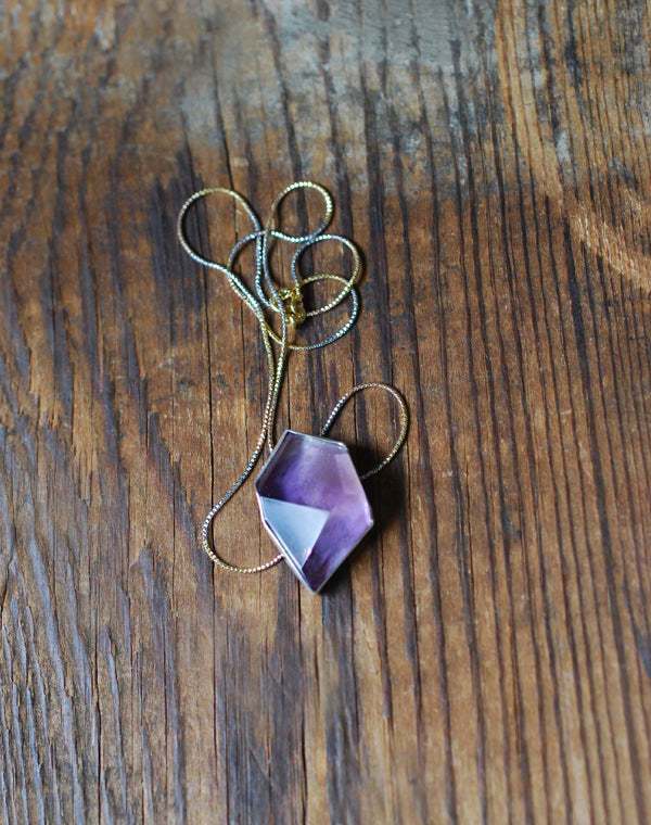 Amethyst Prism Necklace Deep Purple