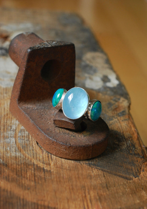 Moonwater Cloister Ring Aquamarine And Chrysocolla