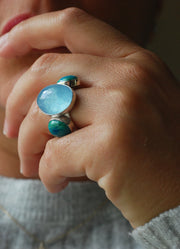 Moonwater Cloister Ring Aquamarine And Chrysocolla