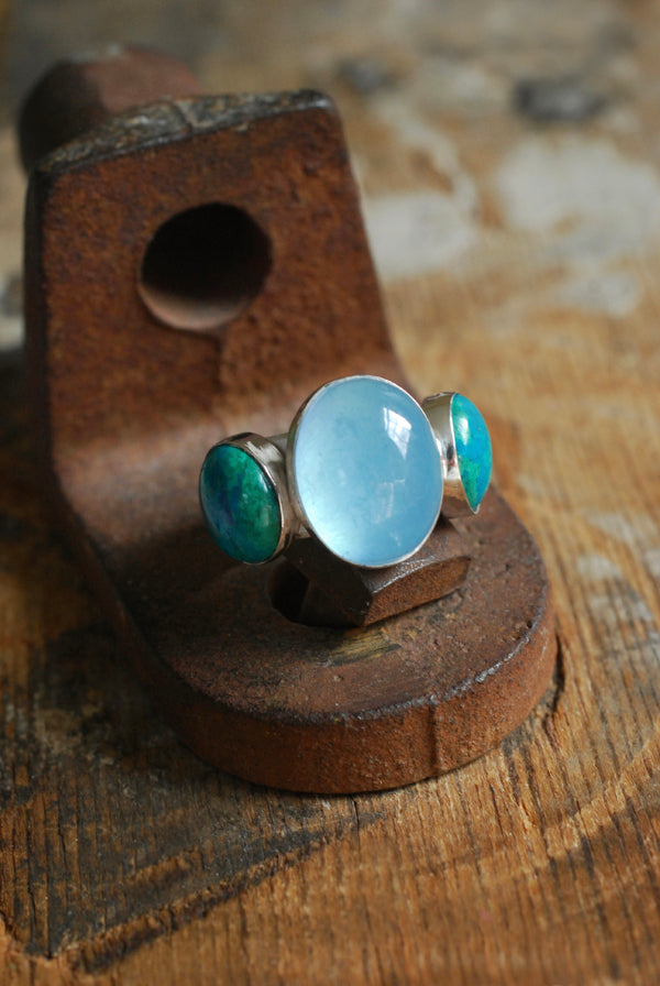Moonwater Cloister Ring Aquamarine And Chrysocolla