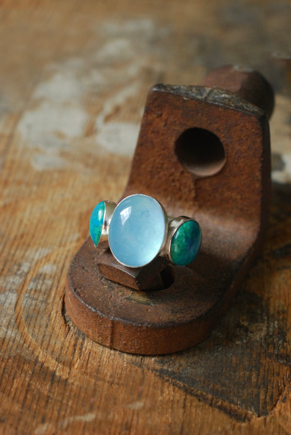 Moonwater Cloister Ring Aquamarine And Chrysocolla