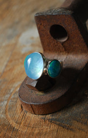 Moonwater Cloister Ring Aquamarine And Chrysocolla