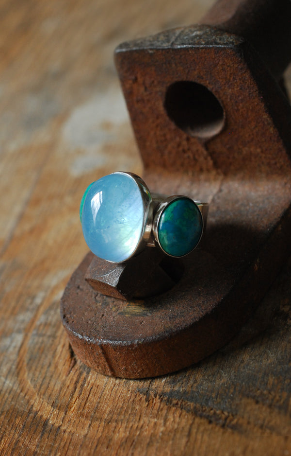Moonwater Cloister Ring Aquamarine And Chrysocolla