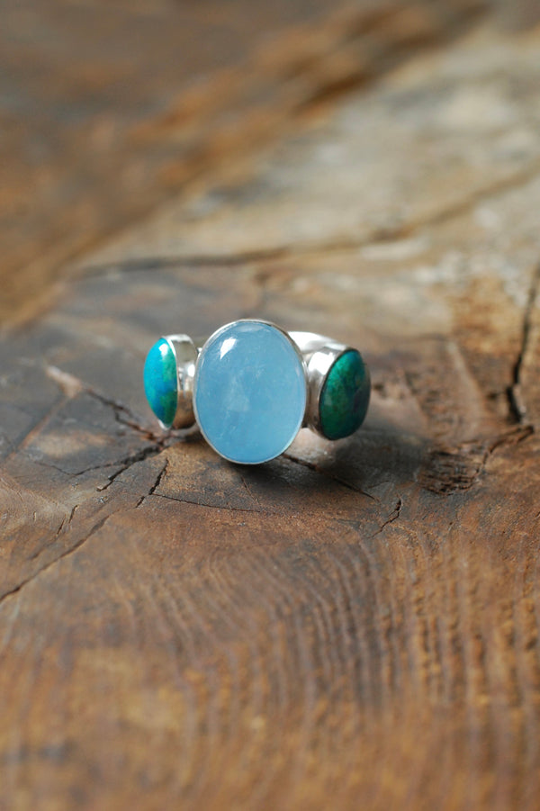 Moonwater Cloister Ring Aquamarine And Chrysocolla
