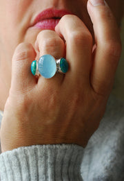 Moonwater Cloister Ring Aquamarine And Chrysocolla
