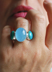 Moonwater Cloister Ring Aquamarine And Chrysocolla