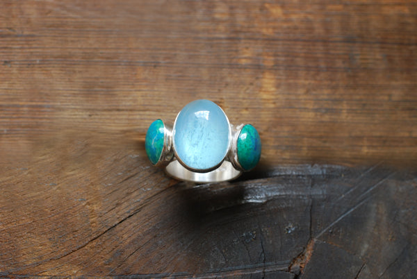 Moonwater Cloister Ring Aquamarine And Chrysocolla