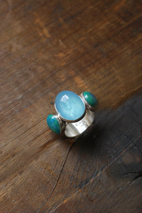 Moonwater Cloister Ring Aquamarine And Chrysocolla