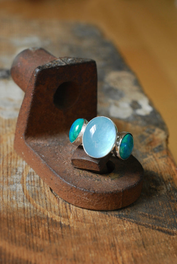 Moonwater Cloister Ring Aquamarine And Chrysocolla