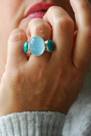Moonwater Cloister Ring Aquamarine And Chrysocolla