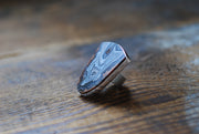 Earthline Ring Collector's Blue Grey Banded Statement Agate