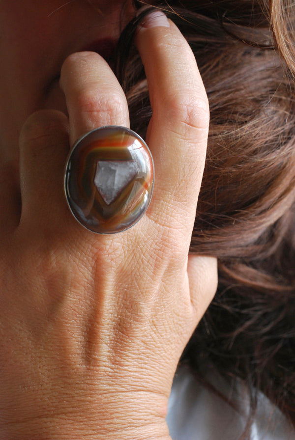 Baja Ring Rare Collector Window Laguna Agate