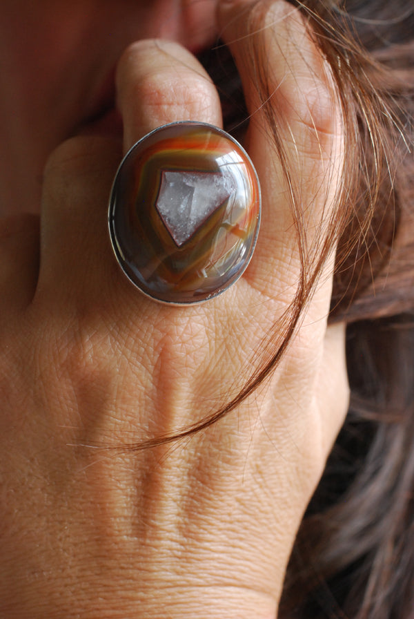 Baja Ring Rare Collector Window Laguna Agate