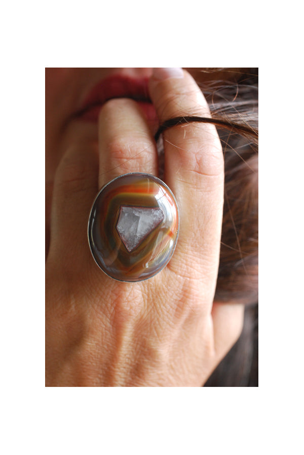 Baja Ring Rare Collector Window Laguna Agate