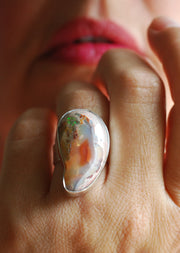 Raw Fire Opal Bean Ring