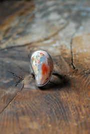 Raw Fire Opal Bean Ring