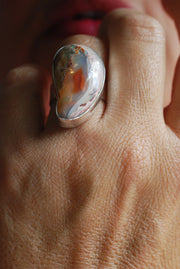 Raw Fire Opal Bean Ring