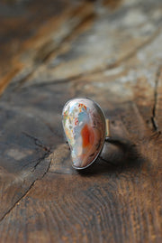 Raw Fire Opal Bean Ring