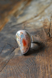 Raw Fire Opal Bean Ring