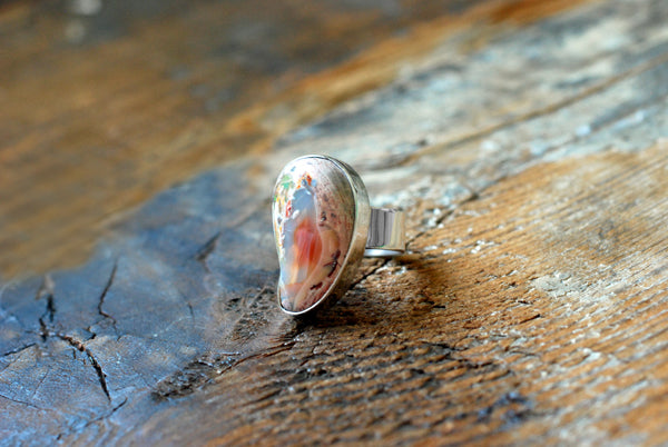 Raw Fire Opal Bean Ring