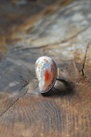 Raw Fire Opal Bean Ring