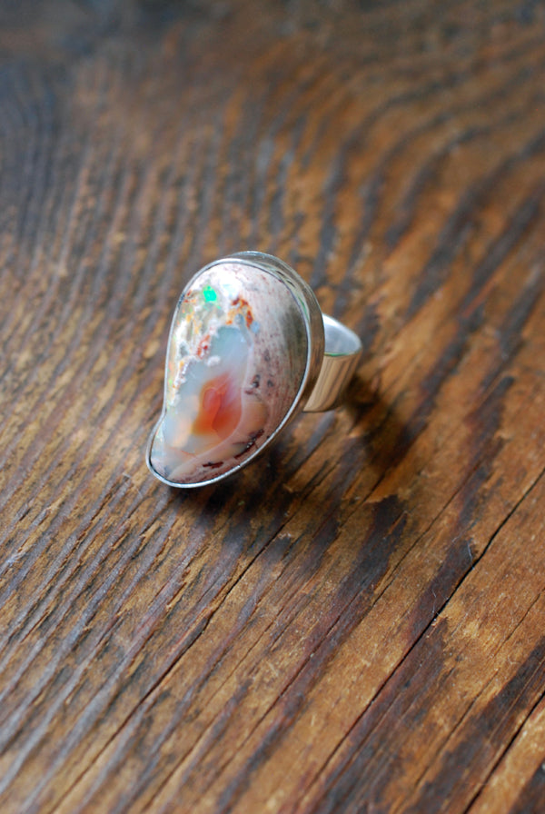 Raw Fire Opal Bean Ring