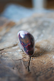 Raw Black Rainbow Fire Opal Statement Ring