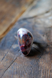 Raw Black Rainbow Fire Opal Statement Ring