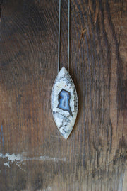 Sacred Earth Talisman Pendant Collector's Blue Agate Drusy Pocket