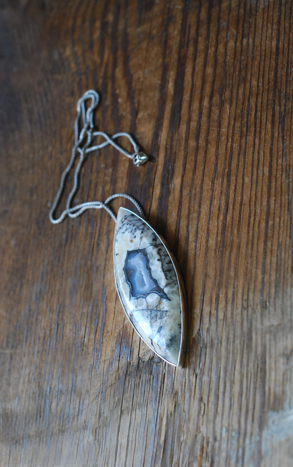 Sacred Earth Talisman Pendant Collector's Blue Agate Drusy Pocket