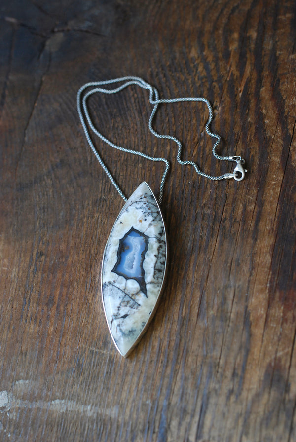 Sacred Earth Talisman Pendant Collector's Blue Agate Drusy Pocket