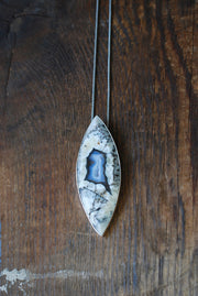 Sacred Earth Talisman Pendant Collector's Blue Agate Drusy Pocket