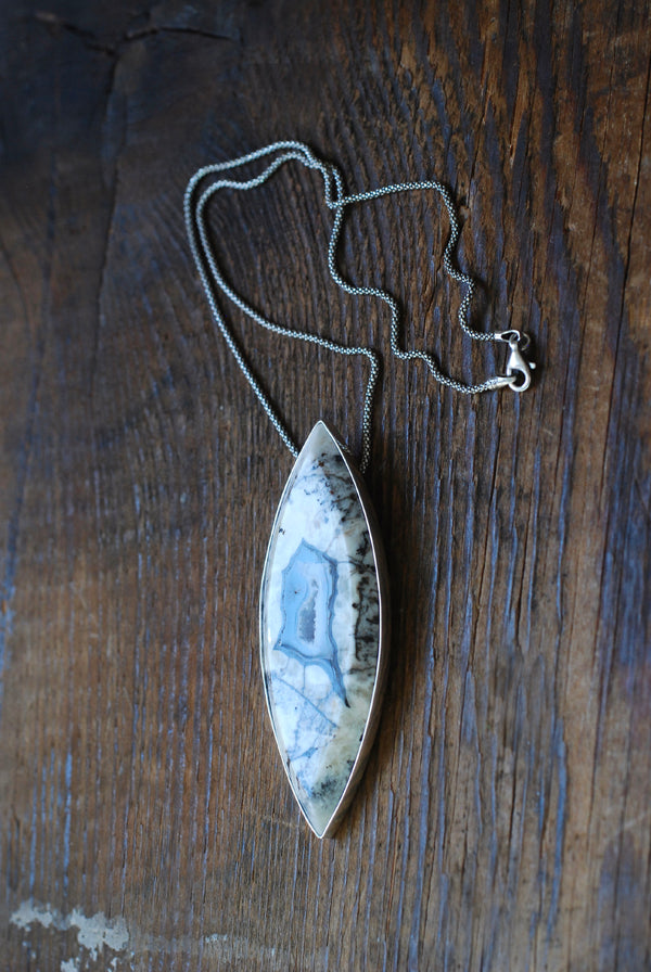 Sacred Earth Talisman Pendant Collector's Blue Agate Drusy Pocket