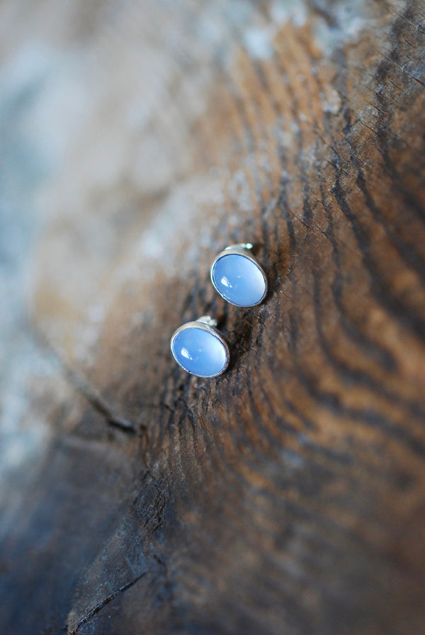 Pastel Blue Chalcedony Everyday Gem Studs