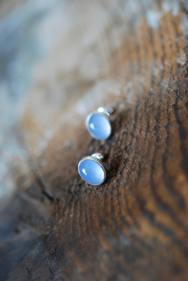 Pastel Blue Chalcedony Everyday Gem Studs