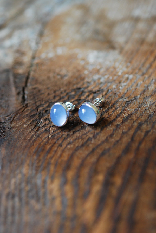 Pastel Blue Chalcedony Everyday Gem Studs