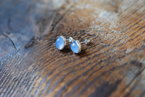 Pastel Blue Chalcedony Everyday Gem Studs