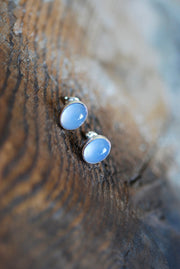 Pastel Blue Chalcedony Everyday Gem Studs