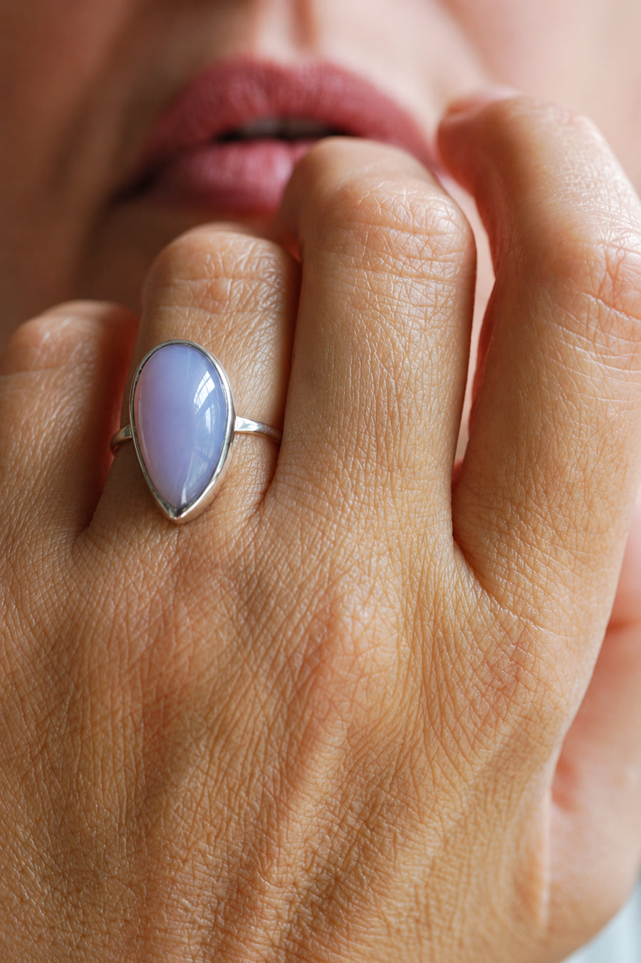 Rare Holly Blue Agate Ring